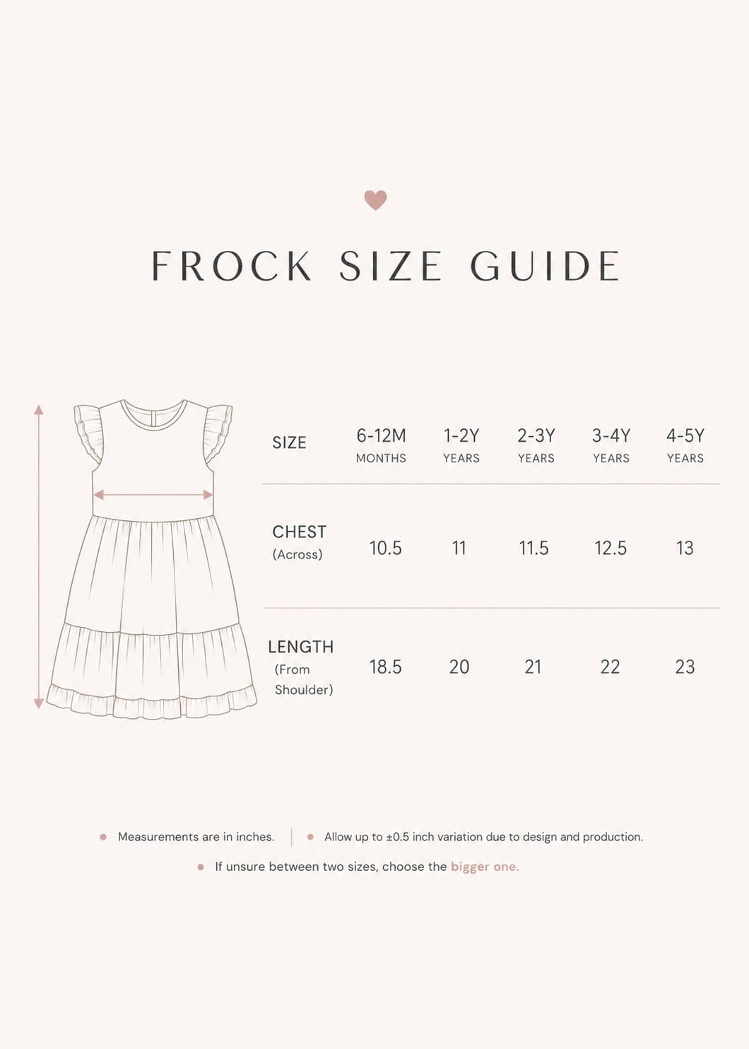 Frock Size Guide