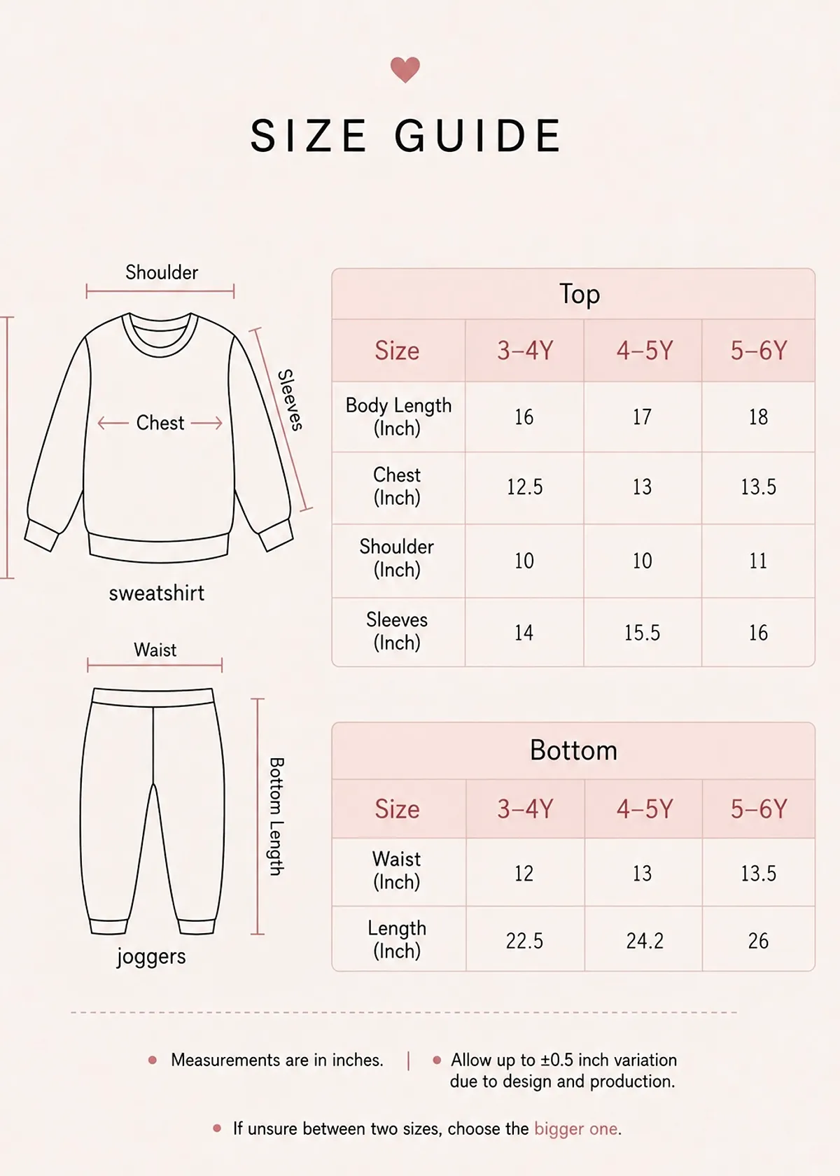 Marvel Nightwear size guide