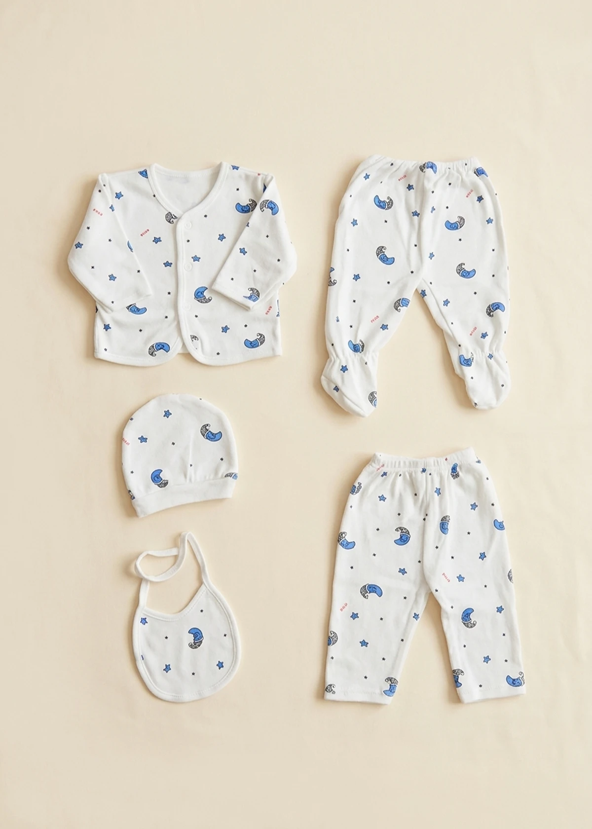 Newborn 5 piece set, Blue Moon