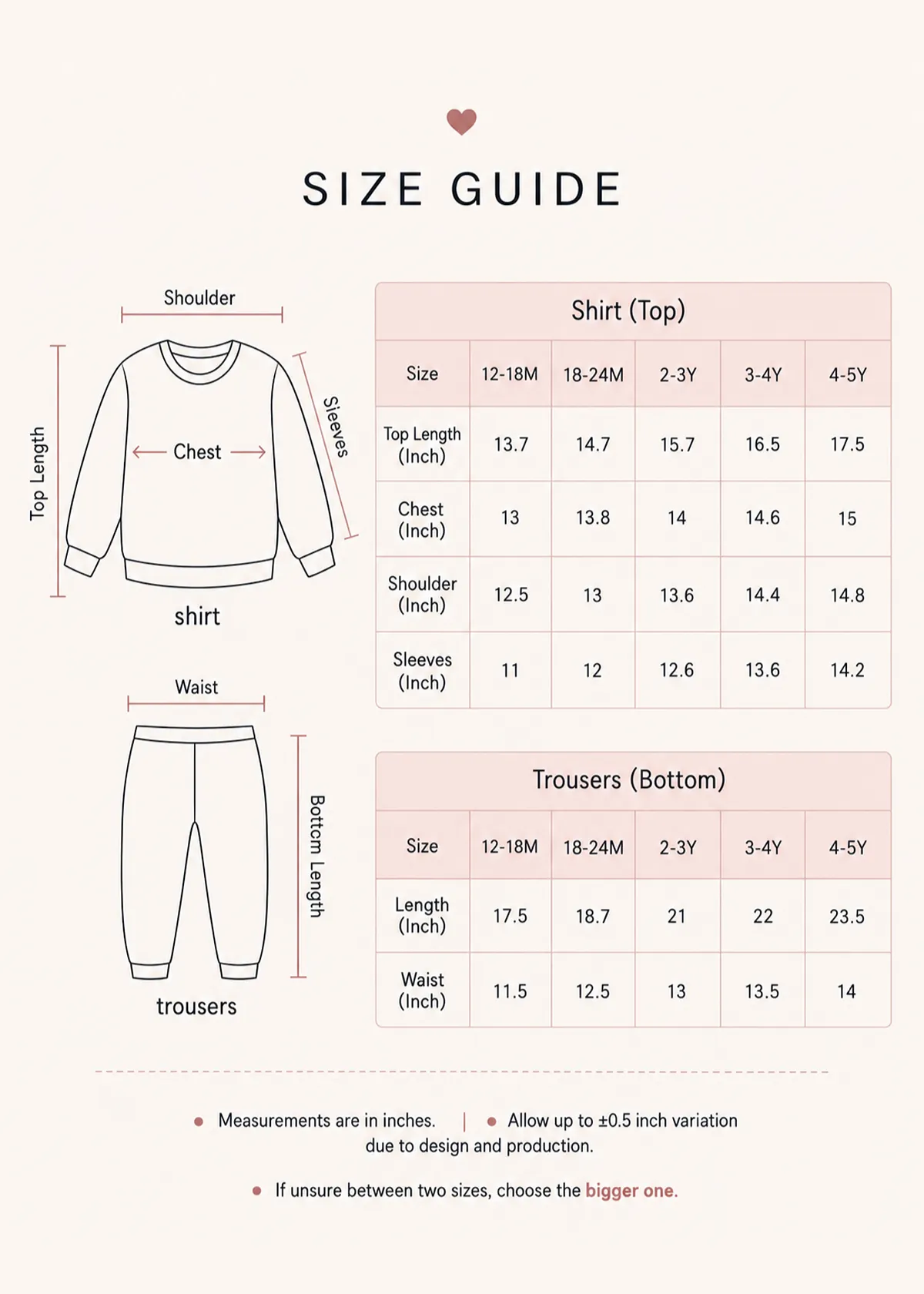 cute doraemon co ord size guide