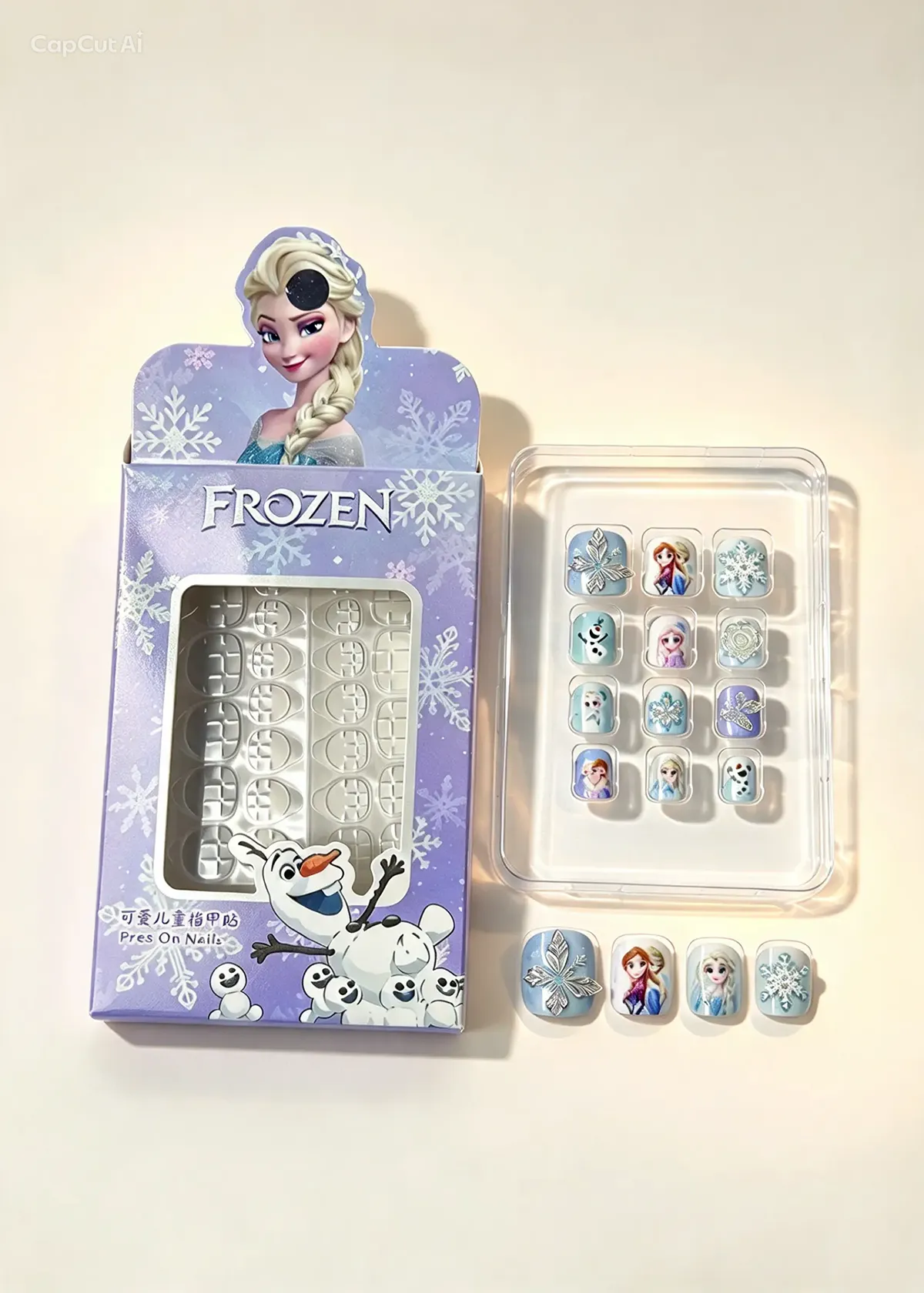 Snowflake Sparkle Press-On Nails, pack with nails out