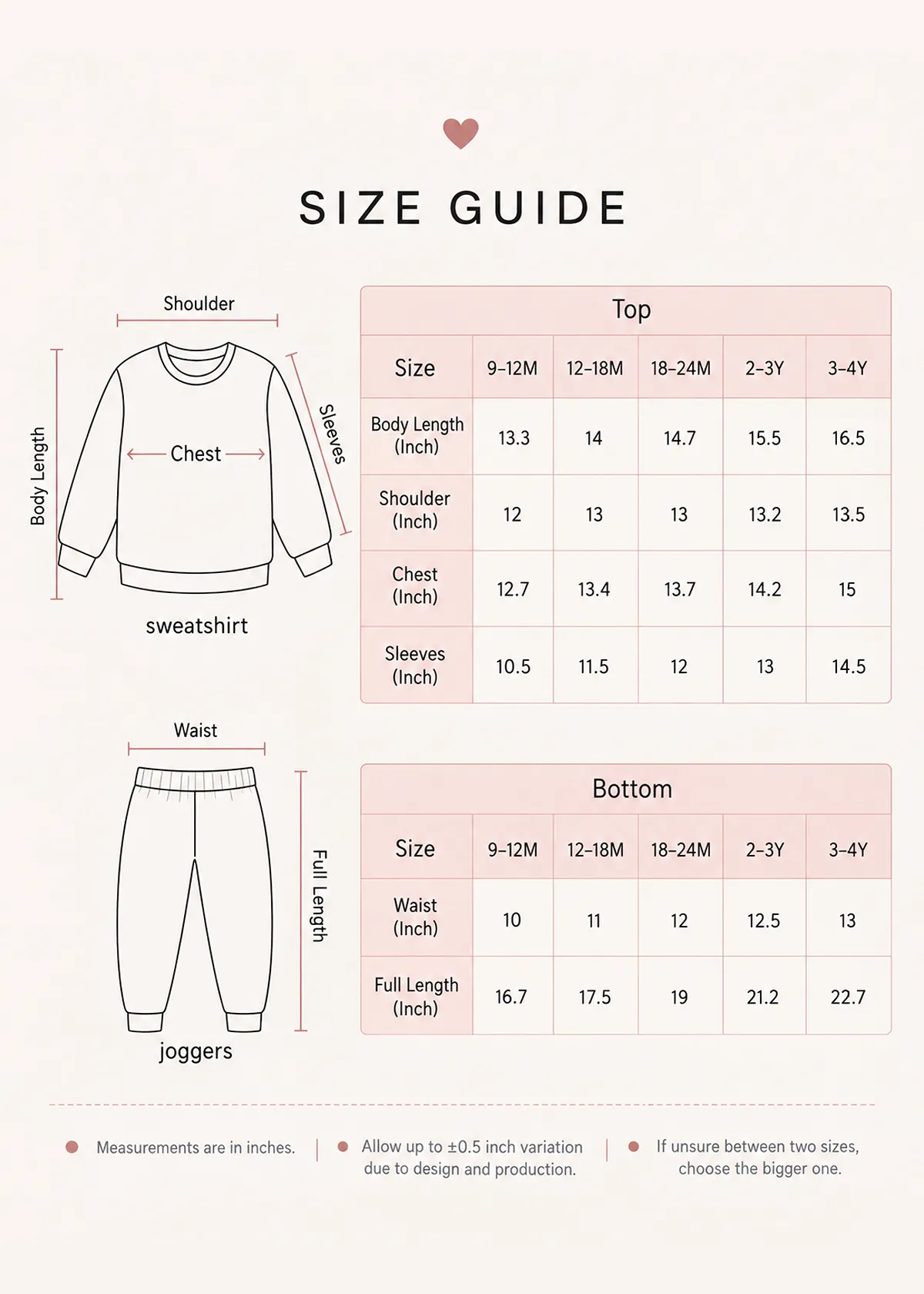 just playful skater co ord size guide