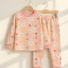 Berry Bunny Fleece Nightwear, pink fleece set for girls