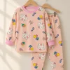 Bunny Blossom Fleece Nightwear, pink fleece set for girls