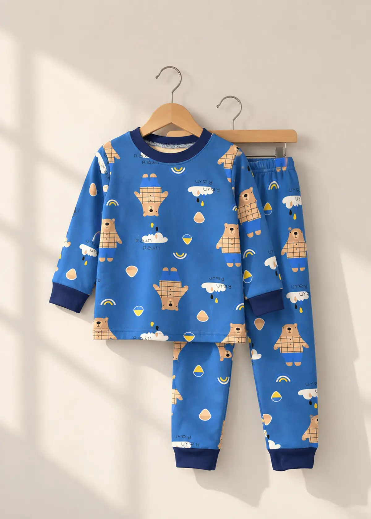 Cozy Bear Nightwear, blue fleece lined set for boys