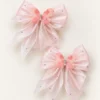 Girls Butterfly Bow Clips (Pair) - Peach Pink