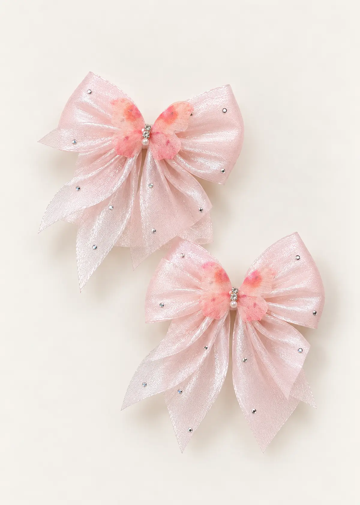Girls Bow Clips, Peach Pink