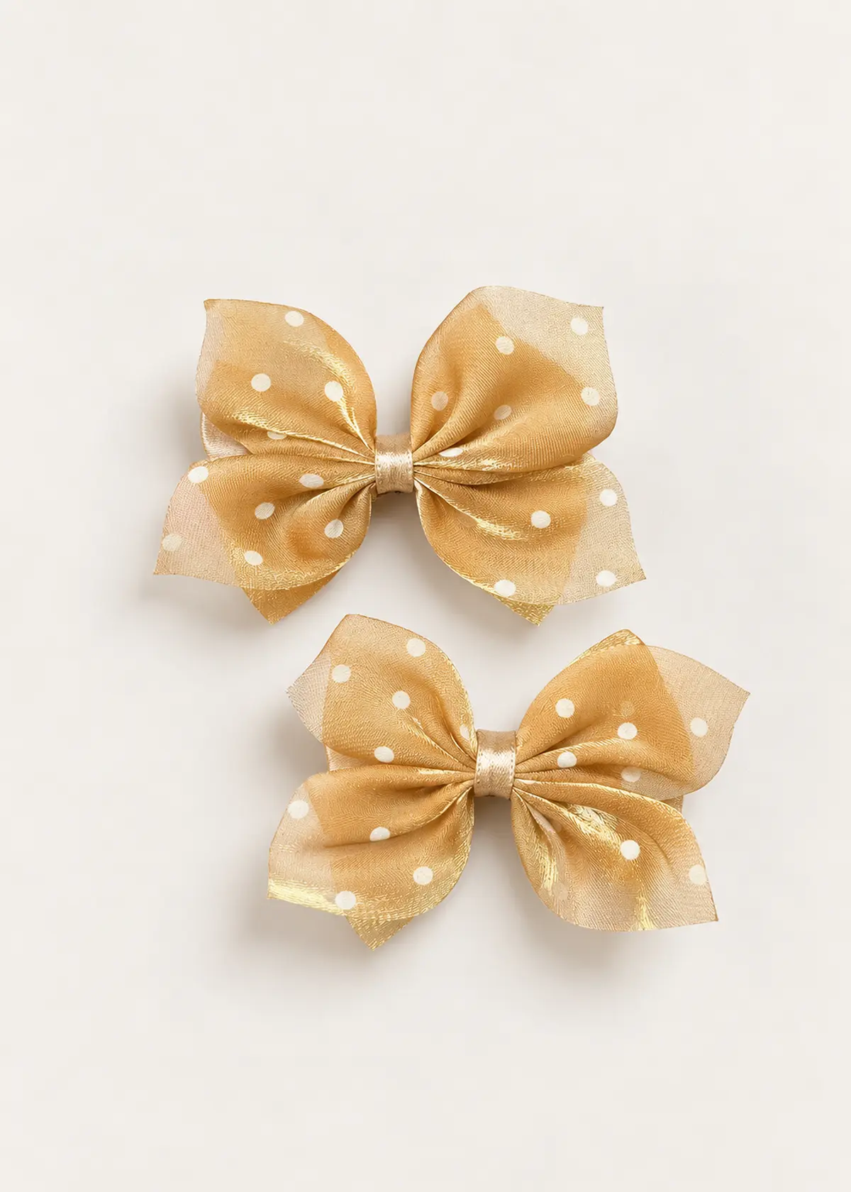 Girls Bow Clips, Mustard Polka