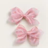 Girls Polka Bow Clips (Pair) - Pink Polka