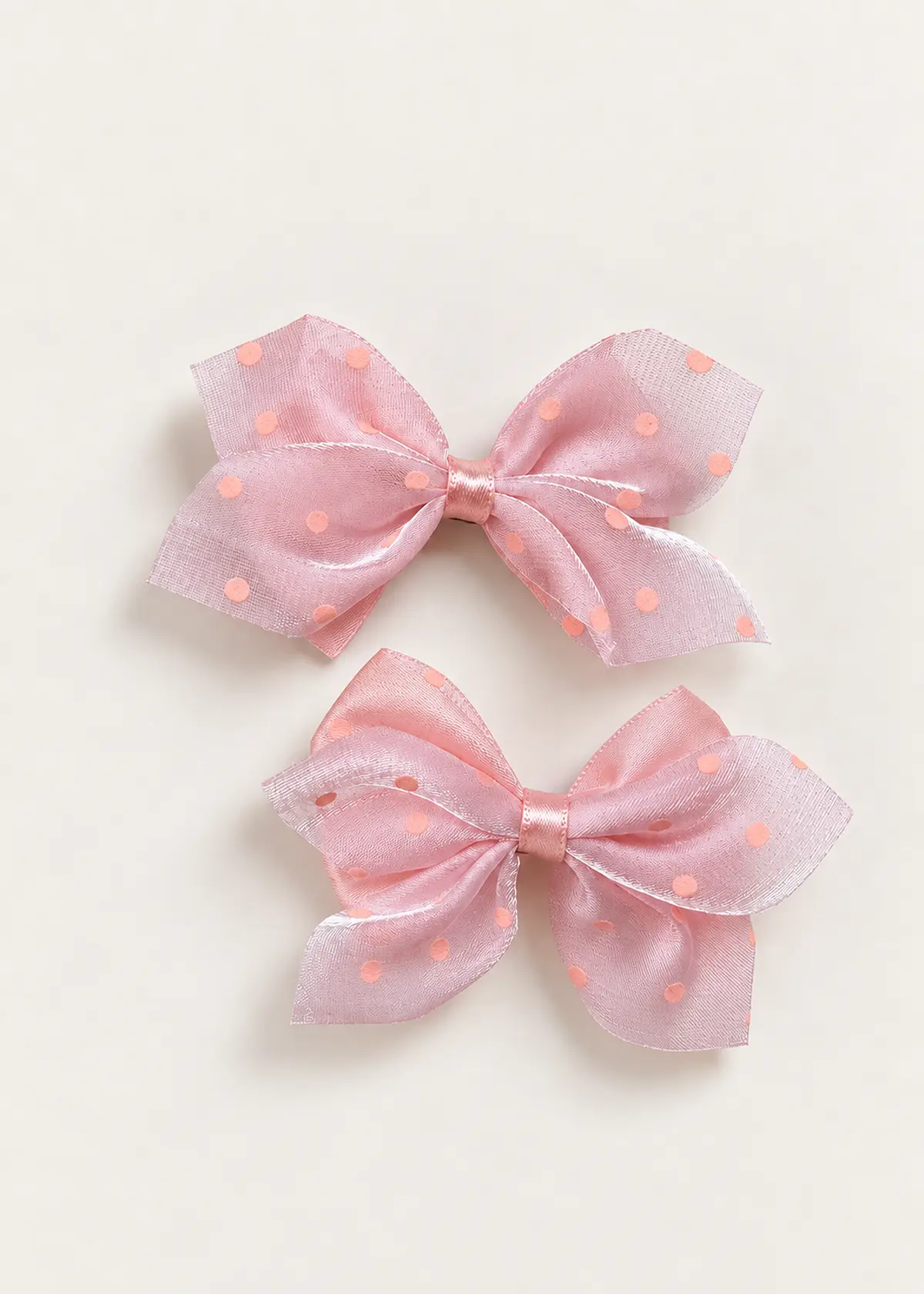 Girls Bow Clips, Pink Polka