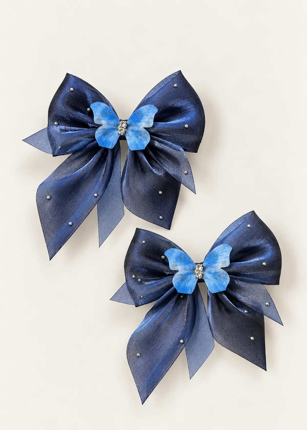 Girls Bow Clips, Navy