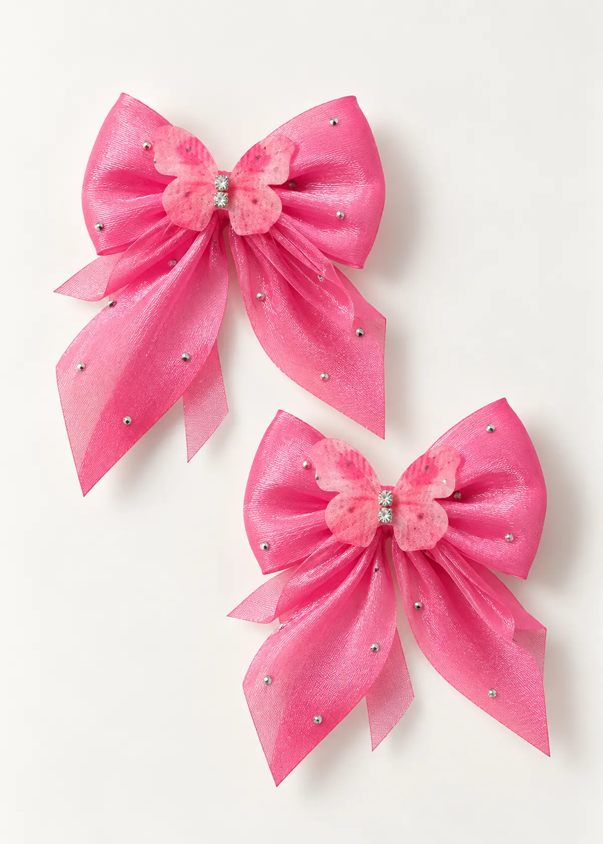 Girls Bow Clips, Hot Pink