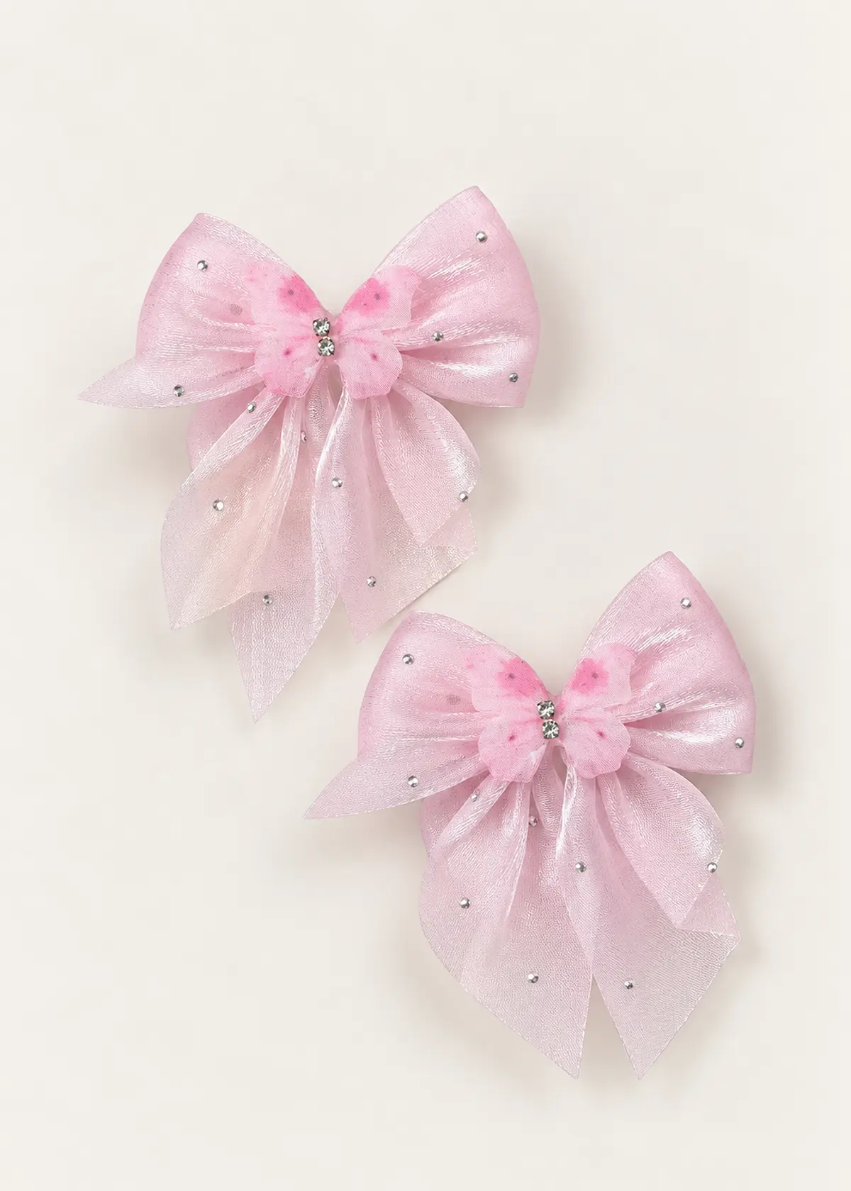 Girls Bow Clips, Baby Pink