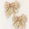 Girls Butterfly Bow Clips (Pair) - Champagne