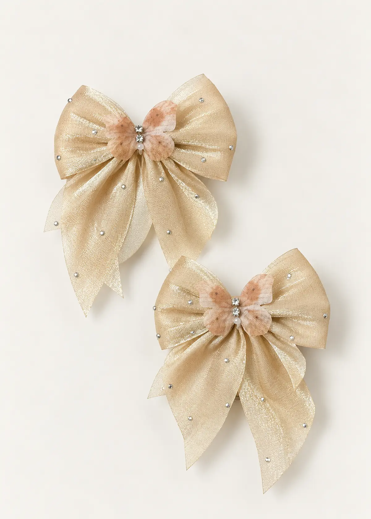 Girls Bow Clips, Champagne