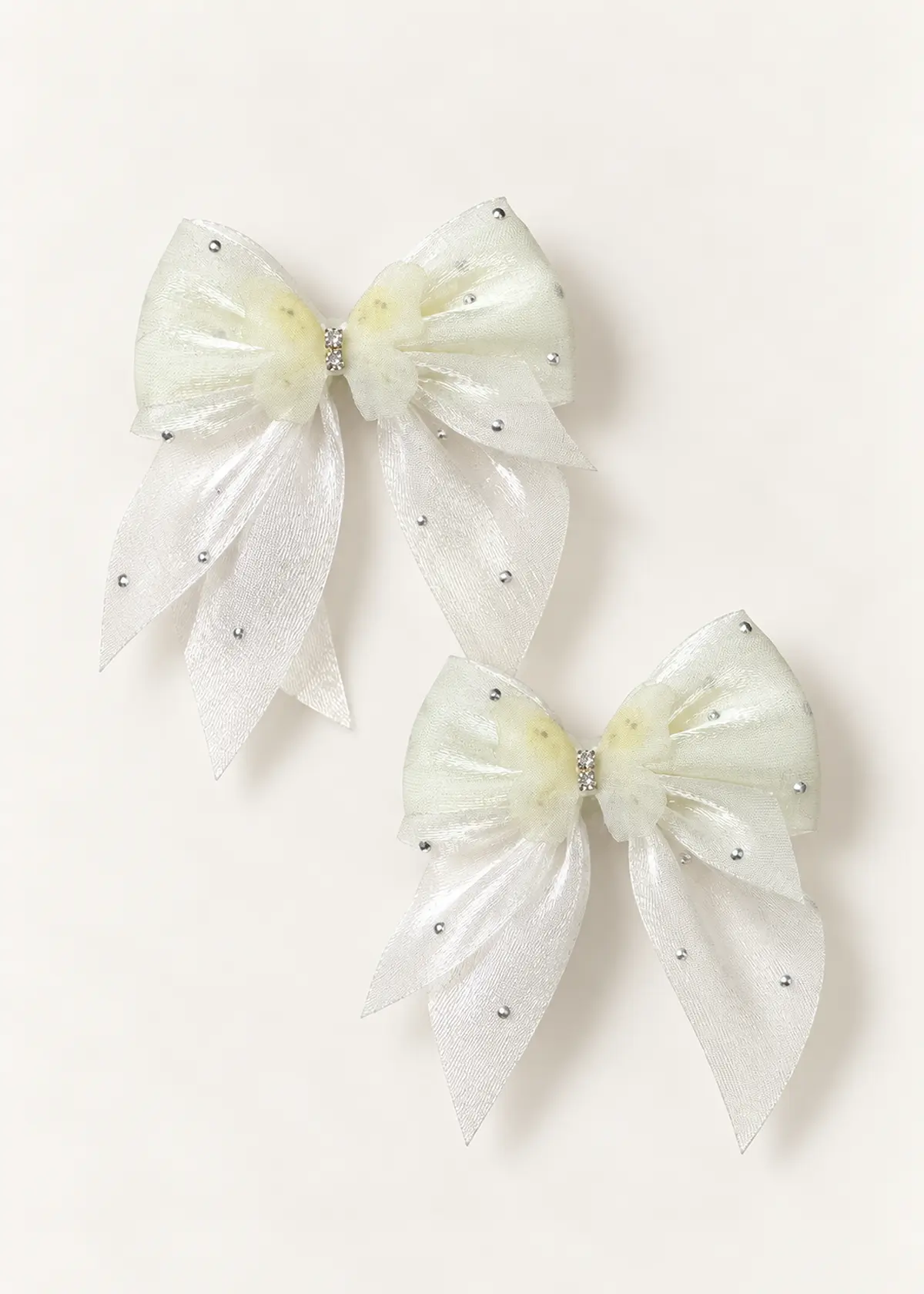 Girls Bow Clips, White