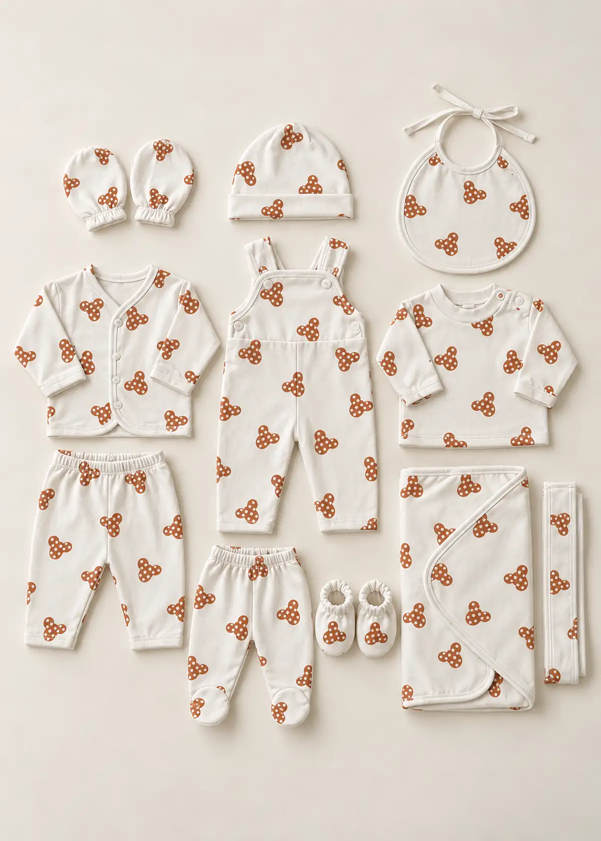 Newborn 11 piece set, Brown Little Mouse