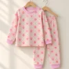 Cuddly Strawberry Nightwear, pink fleece lined set for girls